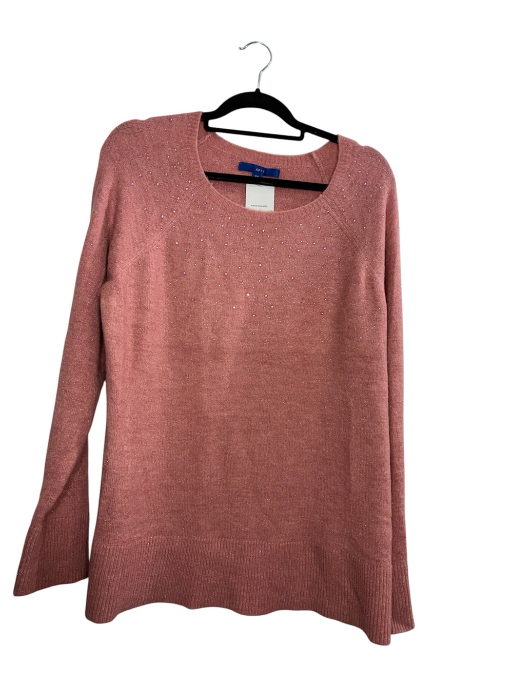 Kohl's Dusty Rose Crewneck Sweater with Subtle Rhinestones
